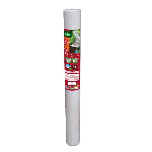 Aménagement des allées, massifs et haies - Géotextile Recyclé Travaux Extérieurs - 100 g/m² - 1 m x 20 m - Blanc - PACKAGING_3D_RECTO